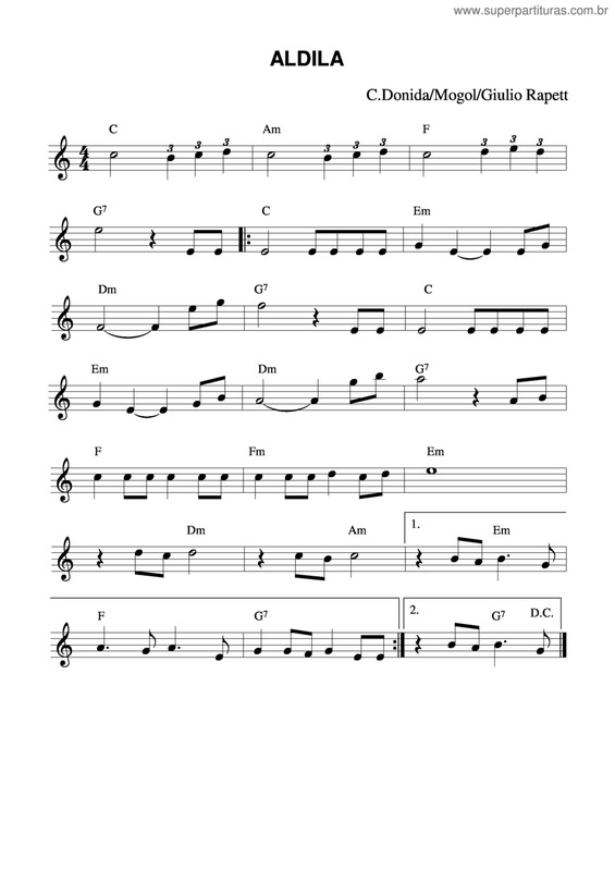 Partitura da música Aldila