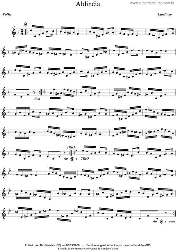 Partitura da música Aldineia