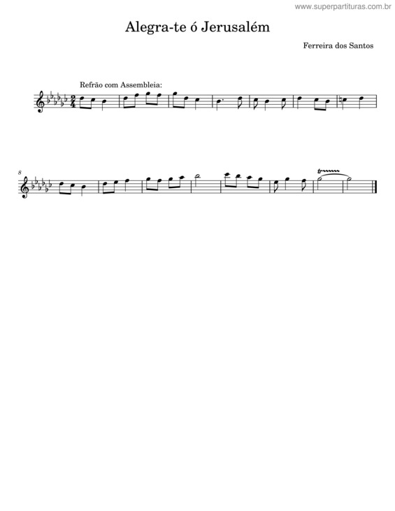 Partitura da música Alegra–Te Ó Jerusalém – Ferreira Dos Santos