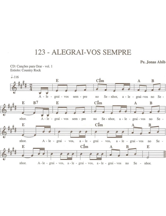 Partitura da música Alegrai-vos sempre