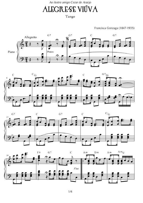 Partitura da música Alegre-se Viúva v.2