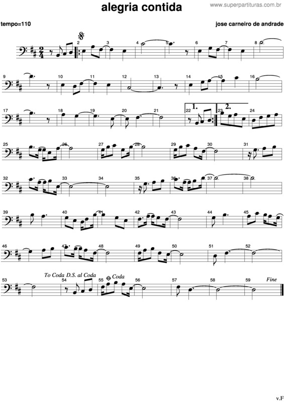 Partitura da música Alegria Contida 