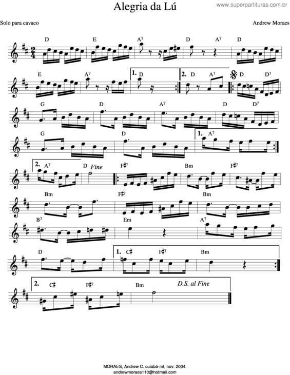 Partitura da música Alegria De Lú