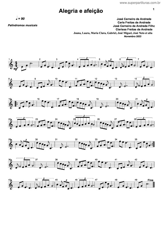 Partitura da música Alegria E Afeição