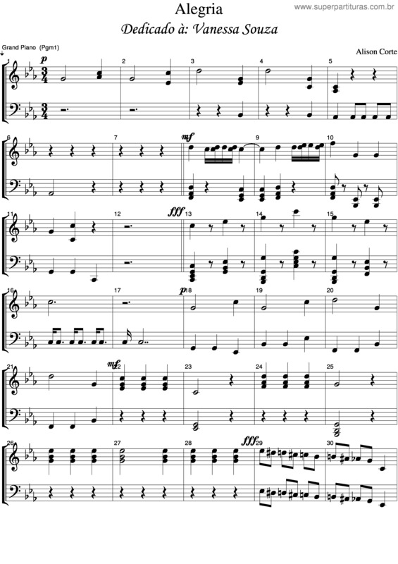 Partitura da música Alegria v.2