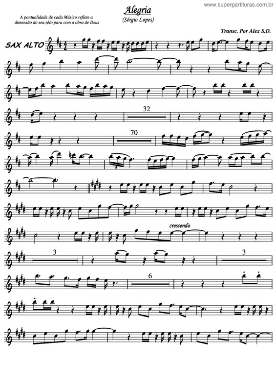 Partitura da música Alegria v.3