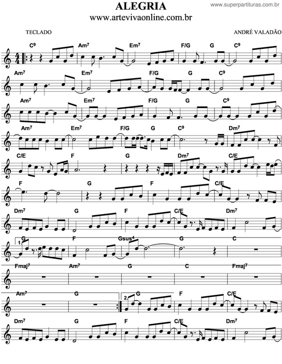 Partitura da música Alegria v.5