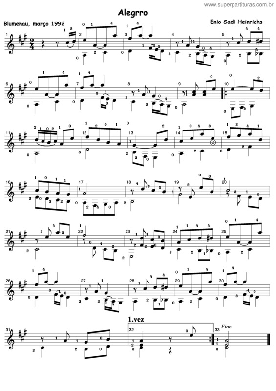 Partitura da música Alegro