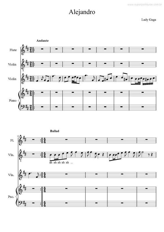 Partitura da música Alejandro v.4