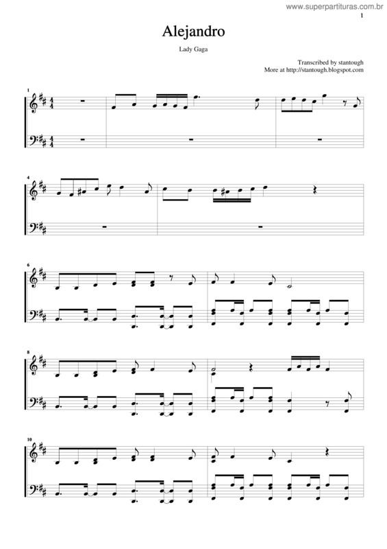 Partitura da música Alejandro v.6