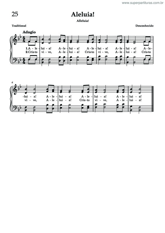 Partitura da música Aleluia! - Corinho 25