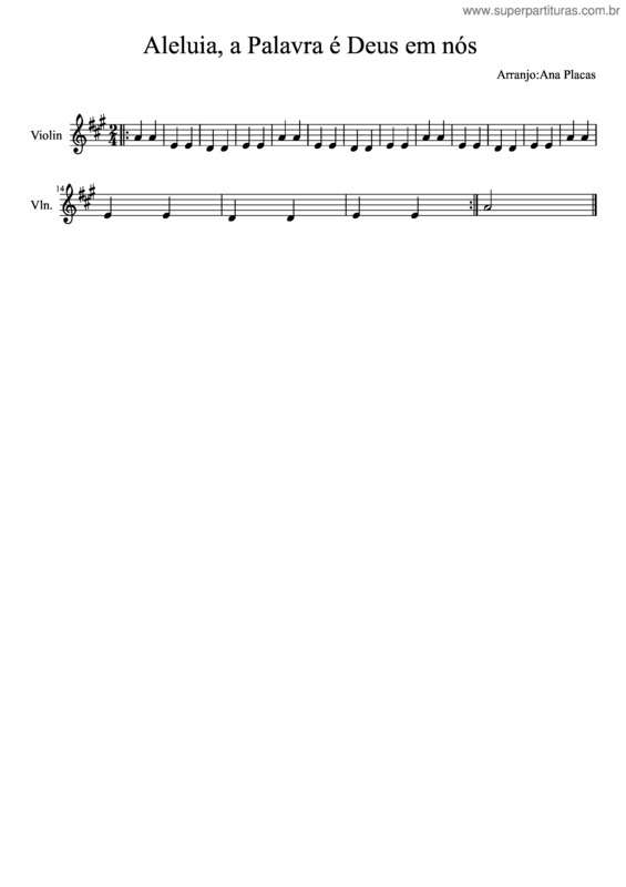 Partitura da música Aleluia, A Palavra É Deus Em Nós