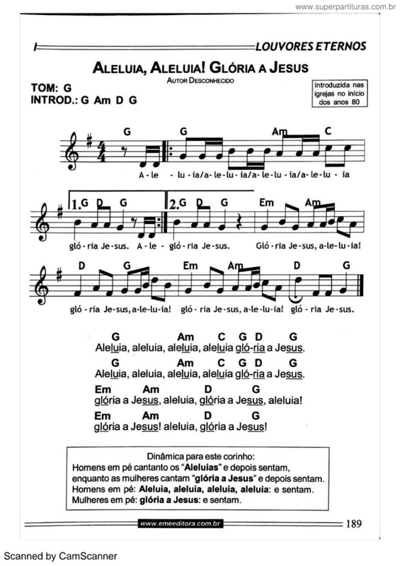 Partitura da música Aleluia, Aleluia! Glória A Jesus