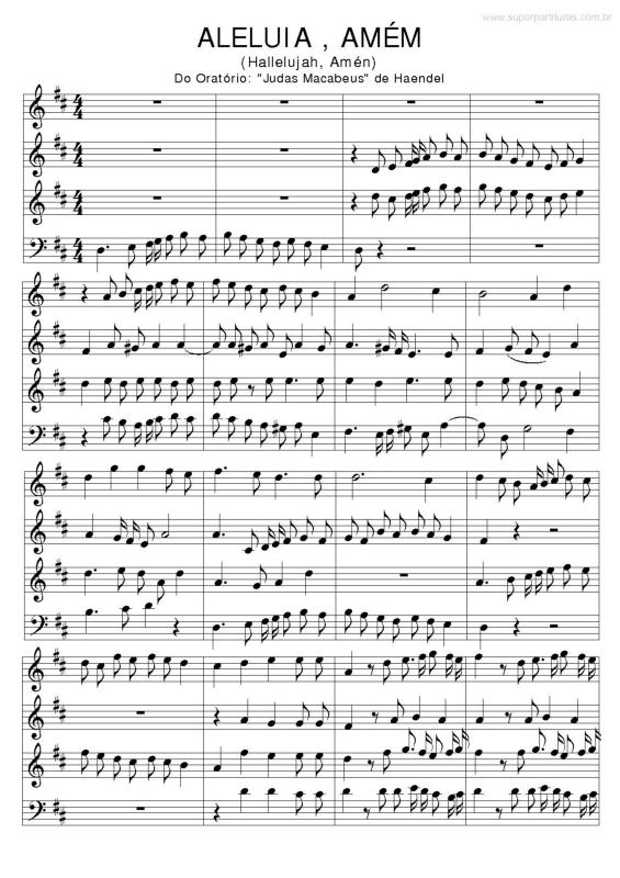 Partitura da música Aleluia, Amém