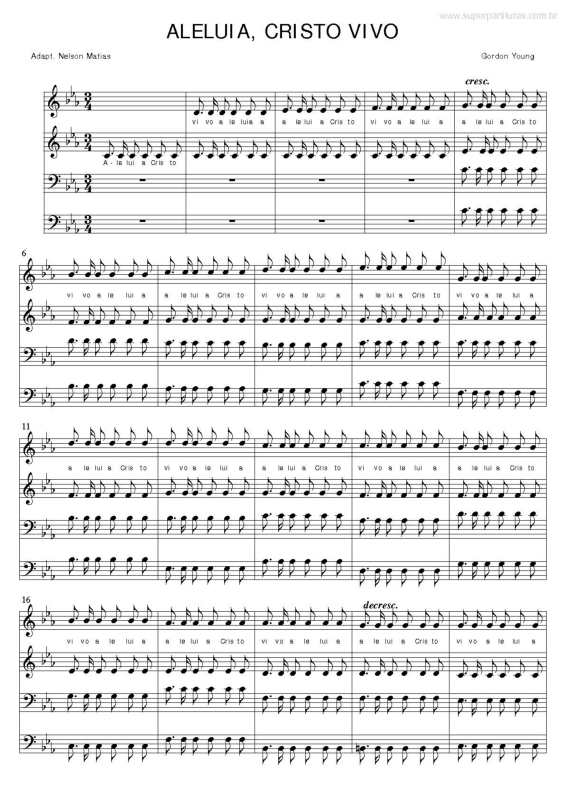 Partitura da música Aleluia, Cristo Vivo