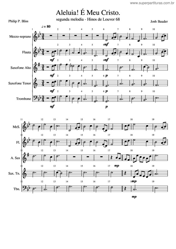 Partitura da música Aleluia! É Meu Cristo.