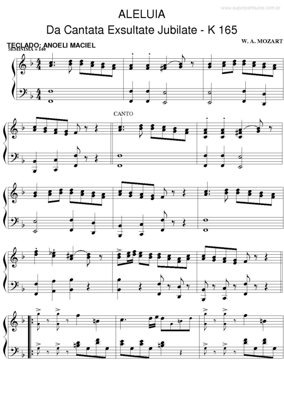 Partitura da música Aleluia (Exultate Jubilate - K165)