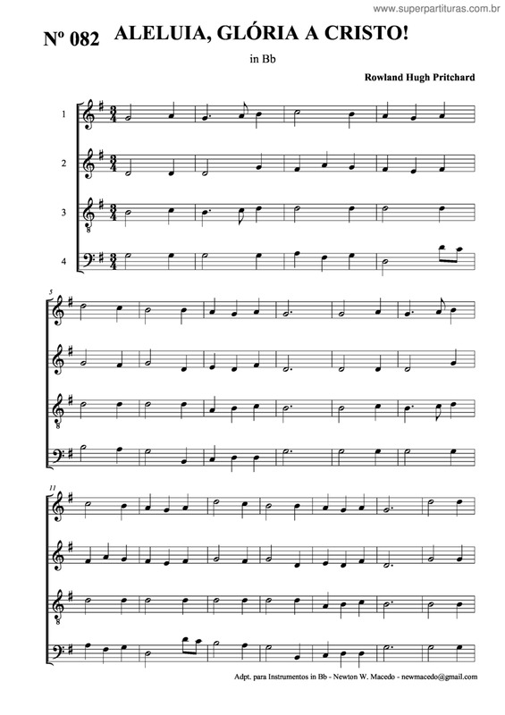 Partitura da música Aleluia, Glória A Cristo! v.2