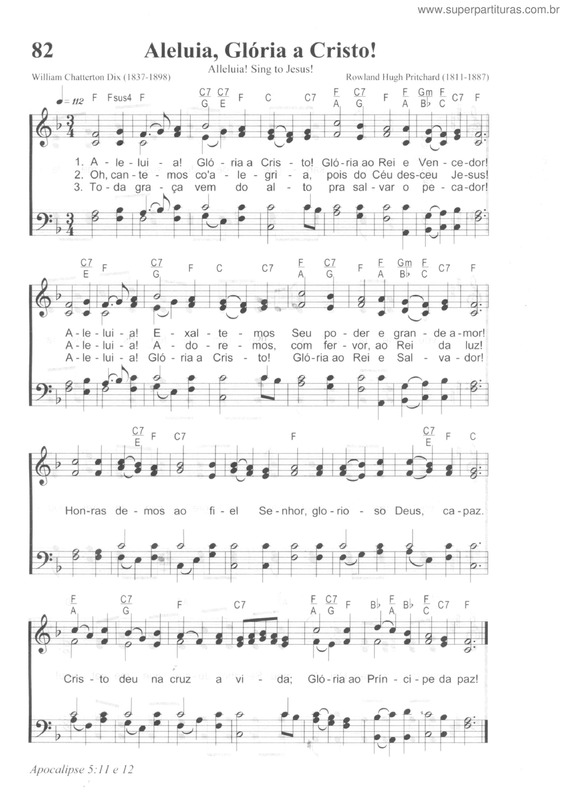 Partitura da música Aleluia, Glória A Cristo!