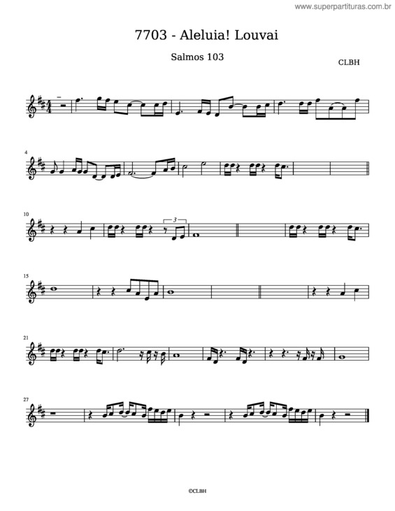 Partitura da música Aleluia, Louvai