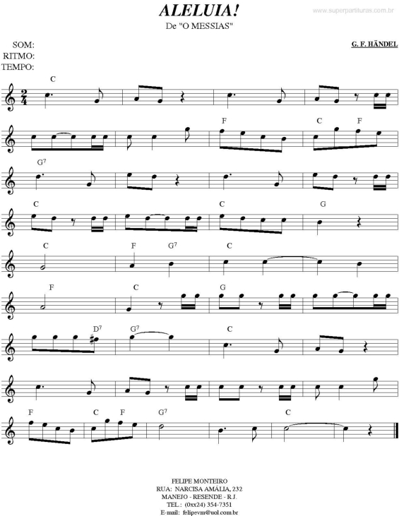 Partitura da música Aleluia (Messias)