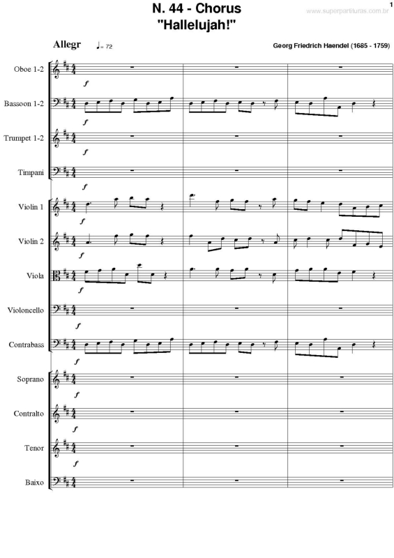 Partitura da música Aleluia (O Messias) v.2