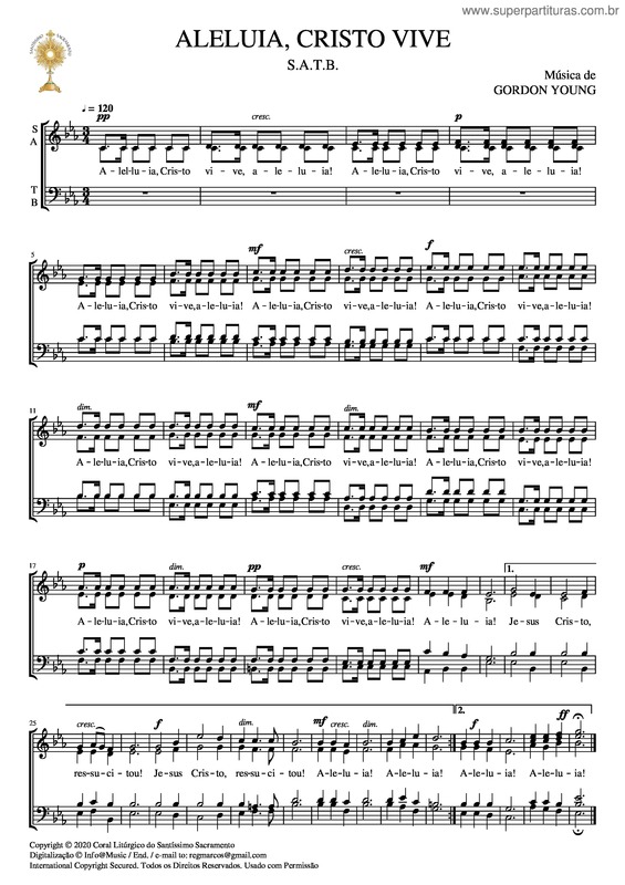 Partitura da música Aleluia,_Cristo_Vive