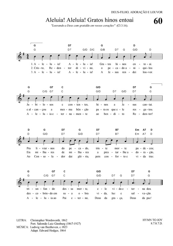 Partitura da música Aleluia Aleluia Gratos Hinos Entoai
