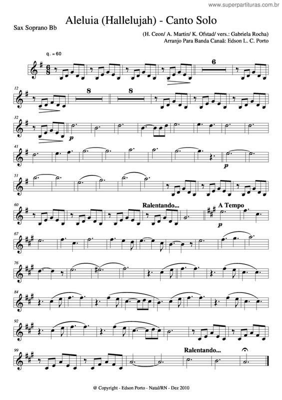 Partitura da música Aleluia v.10