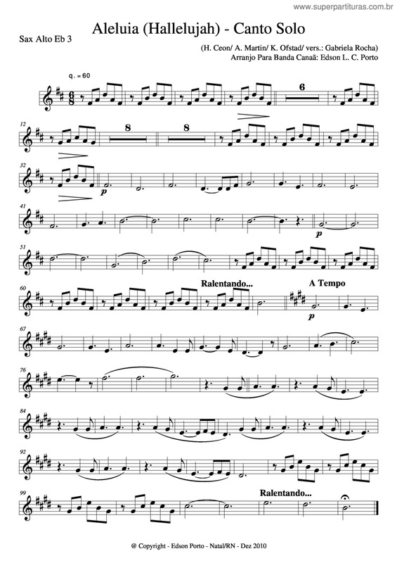 Partitura da música Aleluia v.12