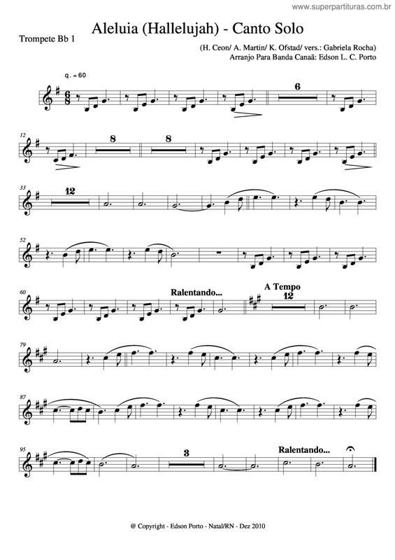 Partitura da música Aleluia v.16