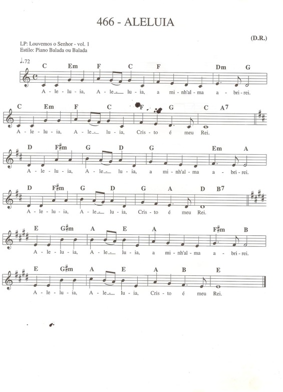 Partitura da música Aleluia v.17
