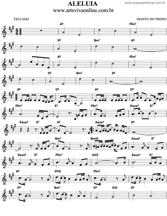Partitura da música Aleluia v.19