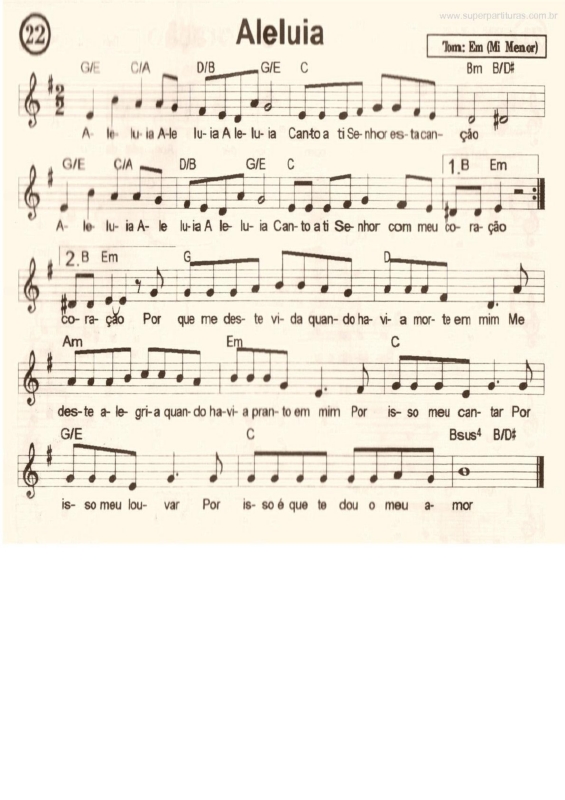 Partitura da música Aleluia v.2
