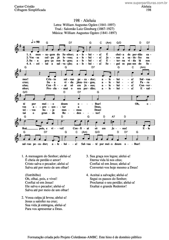 Partitura da música Aleluia v.22