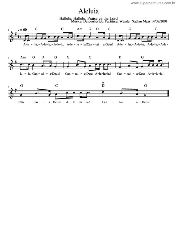 Partitura da música Aleluia v.28