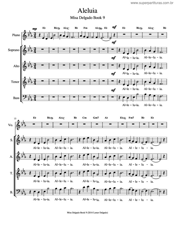 Partitura da música Aleluia v.41