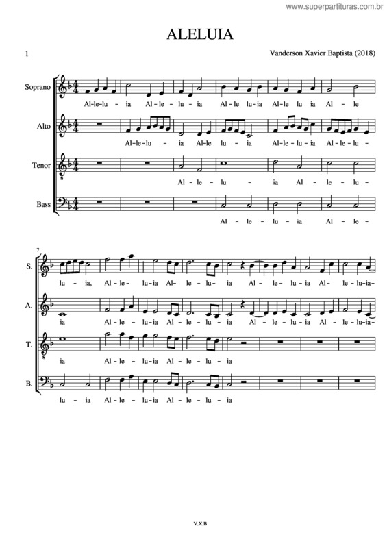 Partitura da música Aleluia v.54