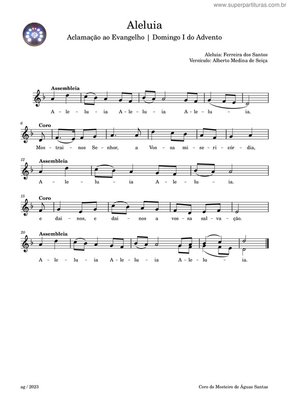 Partitura da música Aleluia v.56