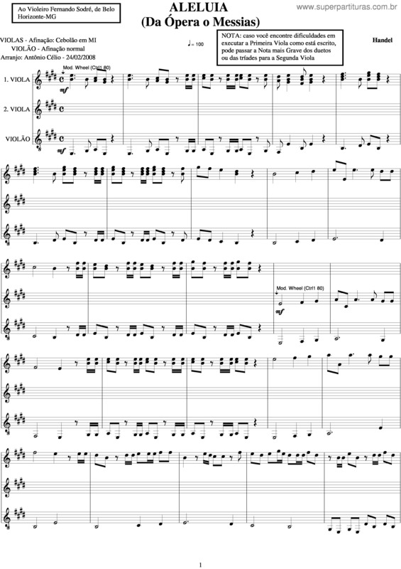 Partitura da música Aleluia v.6
