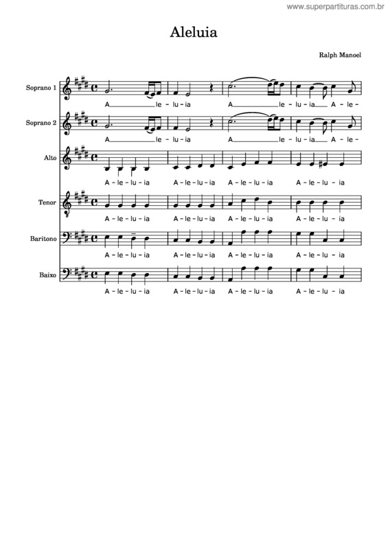 Partitura da música Aleluia v.68
