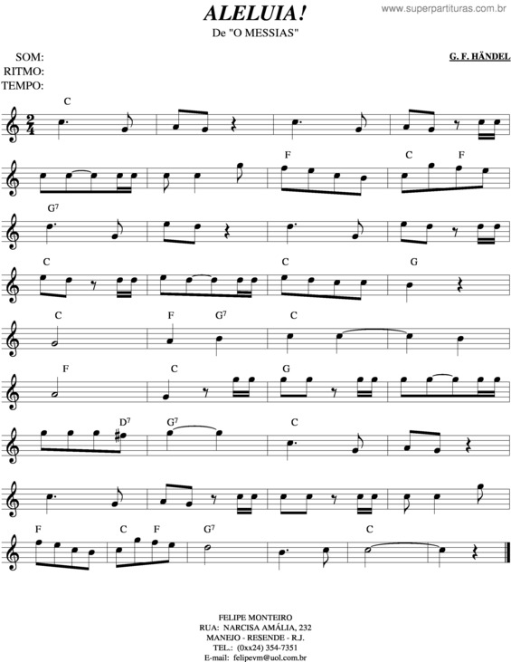 Partitura da música Aleluia v.7