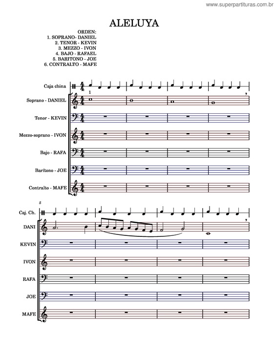 Partitura da música Aleluia v.81