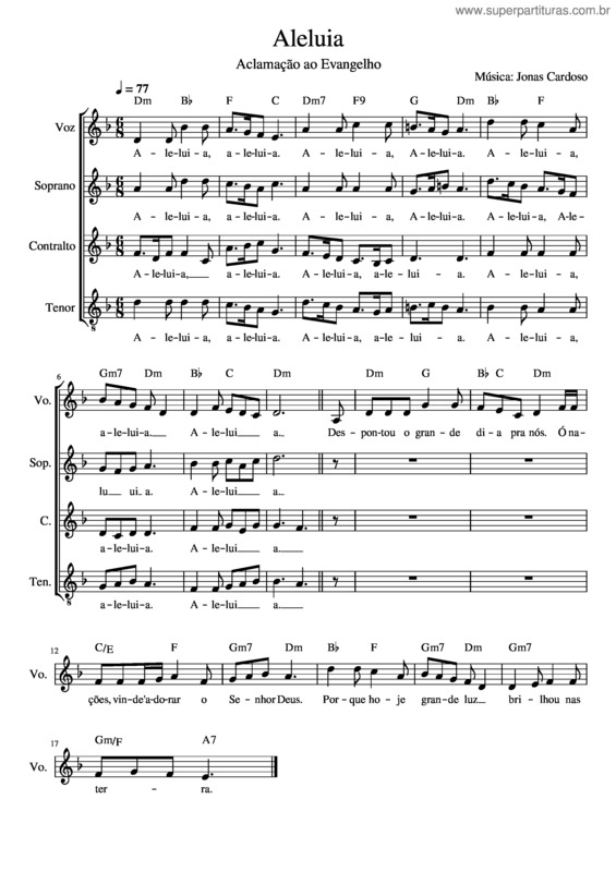 Partitura da música Aleluia v.90
