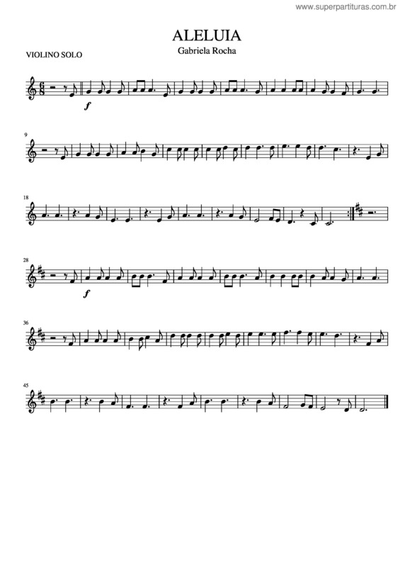 Partitura da música Aleluia Violino Solo