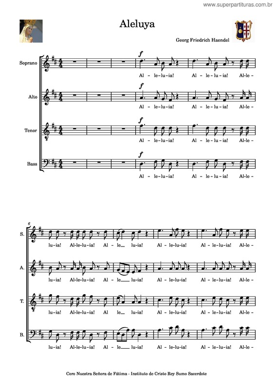 Partitura da música Aleluya – Georg Friedrich Haendel