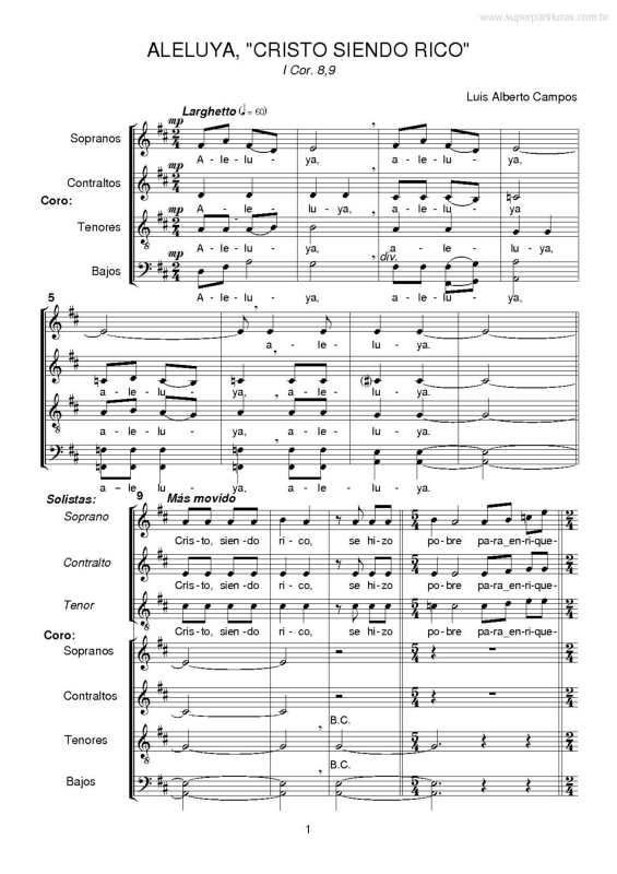 Partitura da música Aleluya, Cristo Siendo Rico