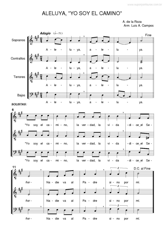 Partitura da música Aleluya, Yo Soy El Camino