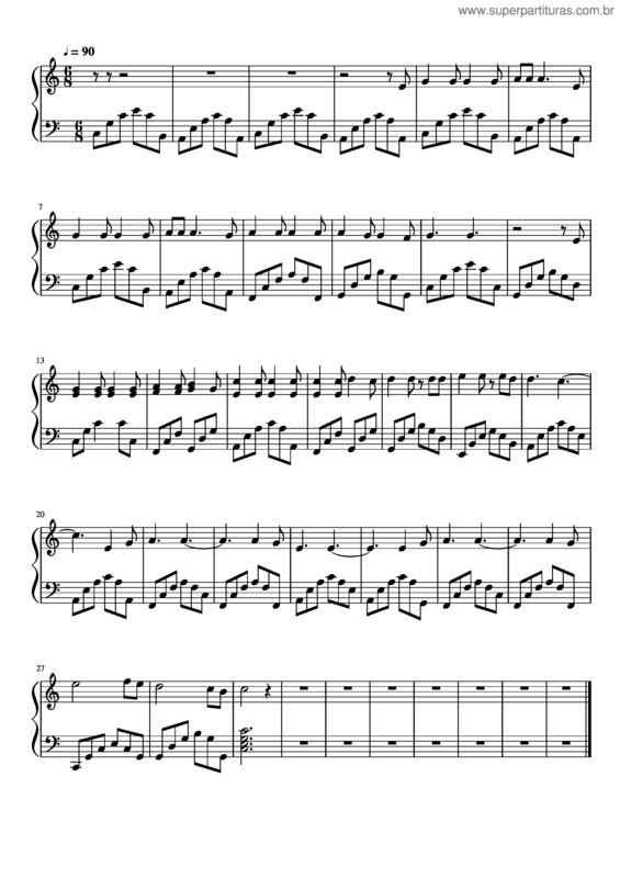 Partitura da música Aleluya Acabada Ole