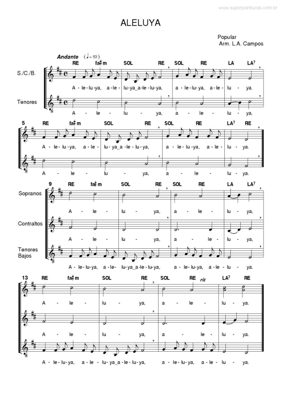 Partitura da música Aleluya v.2